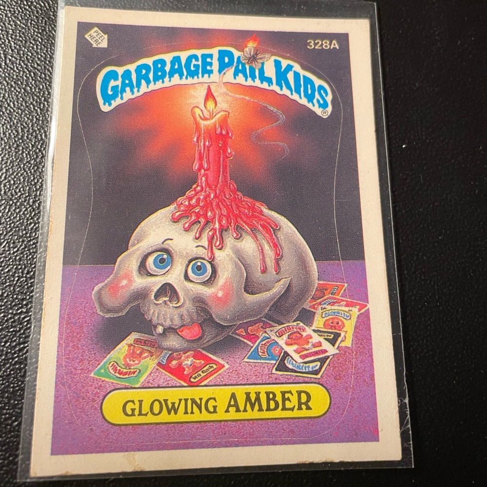 💀 Vintage Glowing Amber 1987 Garbage Pail Kids 328A Topps Collectable 💀